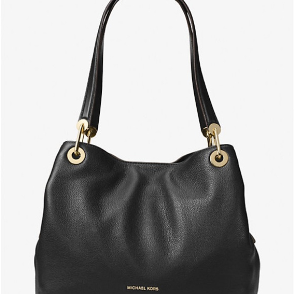 Michael Kors Black Pebbled Leather Raven Shoulder Bag